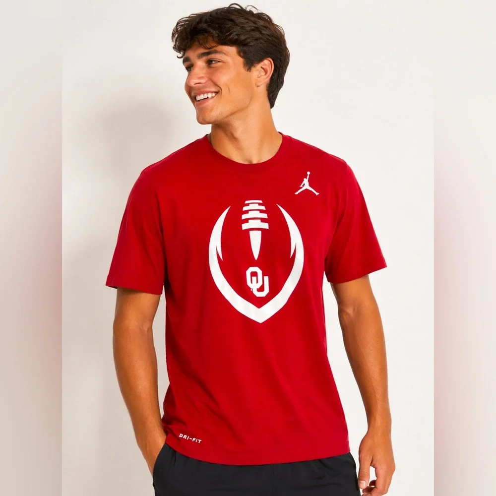 Nike Jordan OU Sooners Dri-FIT Football T-Shirt Red Men’s XL Graphic Tee